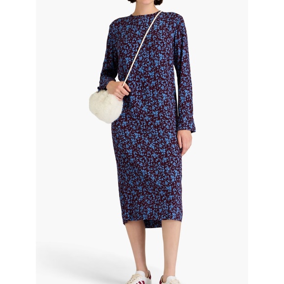 NWT Ganni floral crepe midi dress - Picture 2 of 8